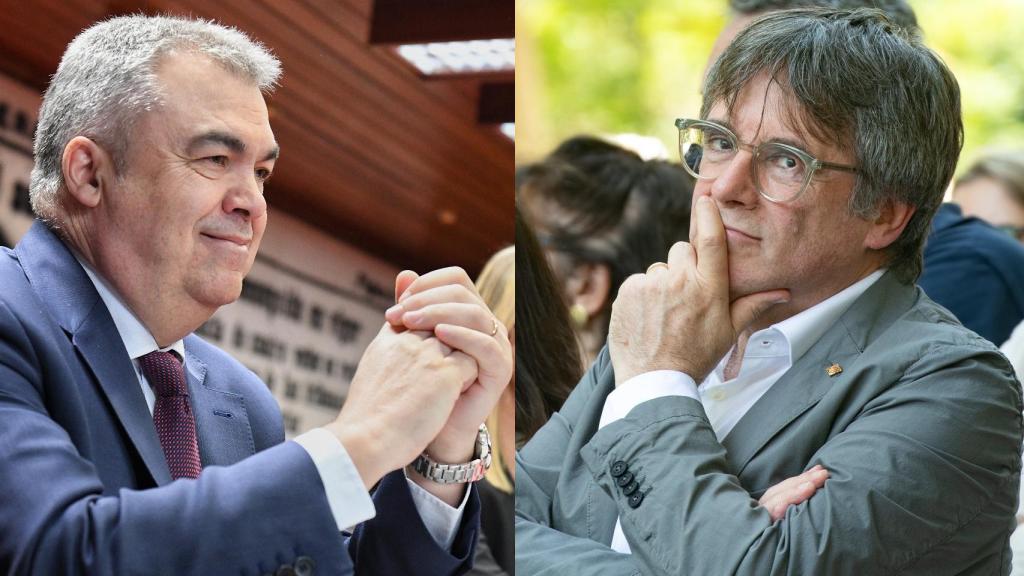 El secretario de Organización del PSOE, Santos Cerdán, y el expresidente catalán Carles Puigdemont.