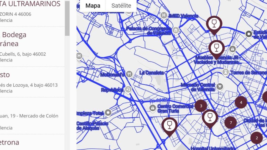 Mapa con los mejores restaurantes.