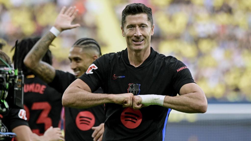 Lewandowski celebra su gol contra el Villarreal.