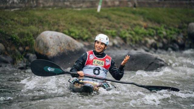 Maialen Chourraut, tras su bajada en la Copa del Mundo.