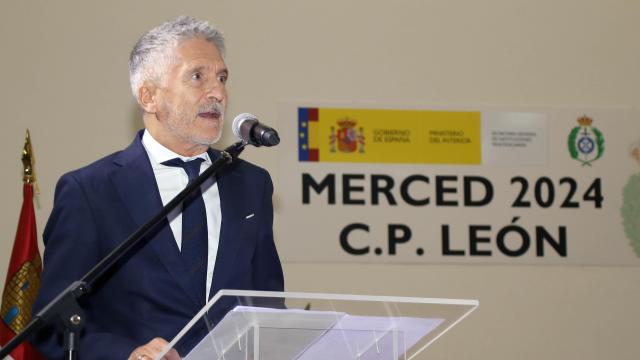 El ministro del Interior, Fernando Grande-Marlaska, preside el acto de la celebración de la Merced en la prisión de Mansilla de las Mulas, este lunes