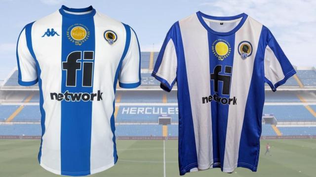 Comparación entre la camiseta oficial (izquierda) y la falsificación (derecha).