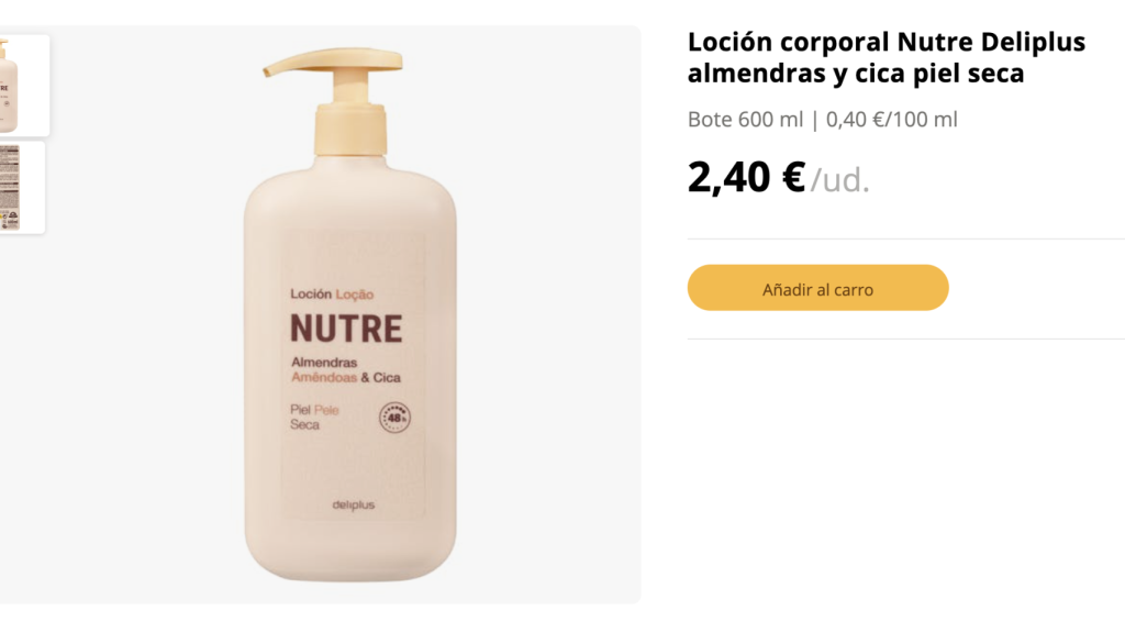 Loción corporal Nutre Deliplus.