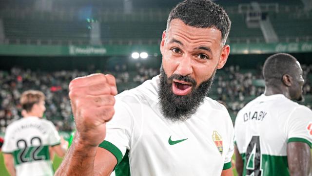 Mourad celebra la victoria gracias su gol frente al Mirandés.