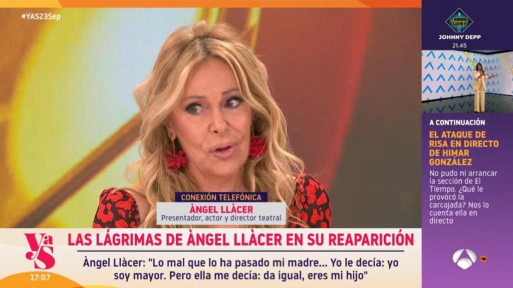 Ana Obregón se emociona al escuchar a Àngel Llàcer en 'Y ahora Sonsoles'.