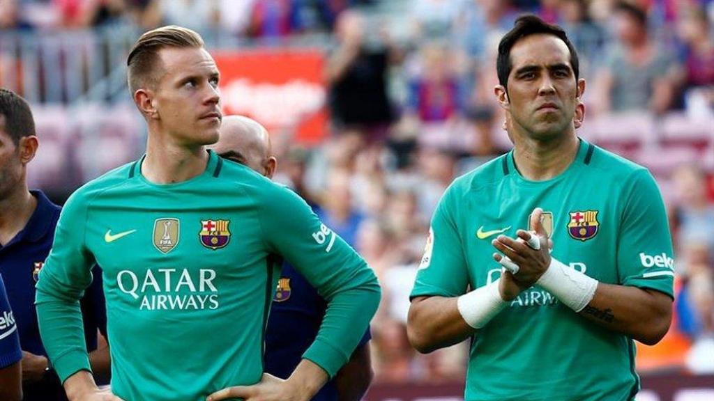 Ter Stegen y Bravo, durante su etapa juntos en el FC Barcelona.