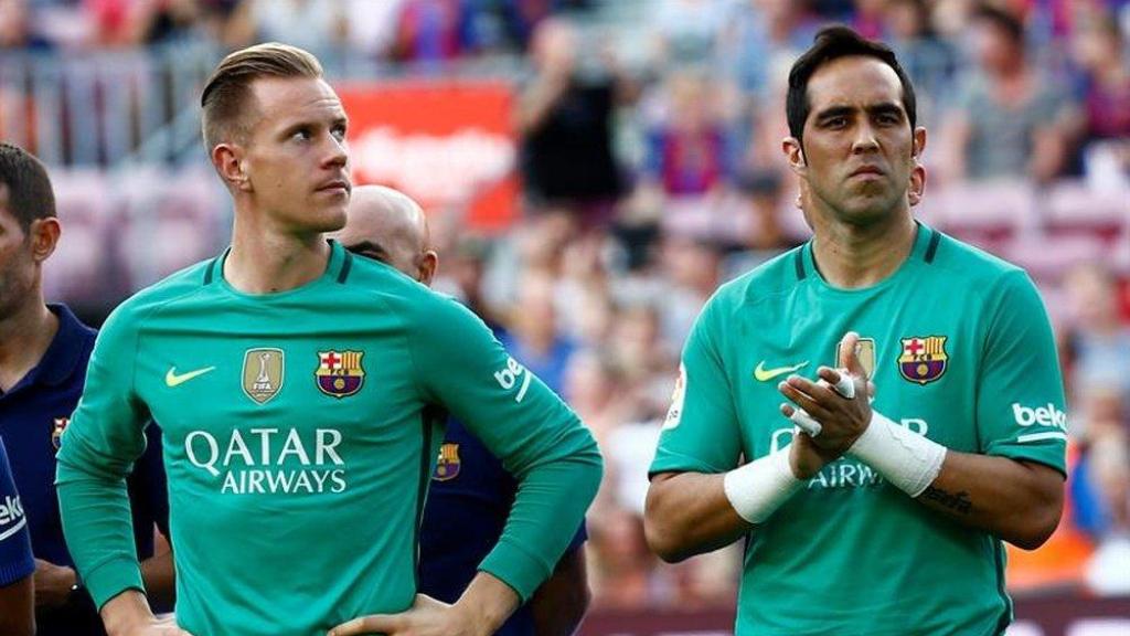 Ter Stegen y Bravo, durante su etapa juntos en el FC Barcelona.