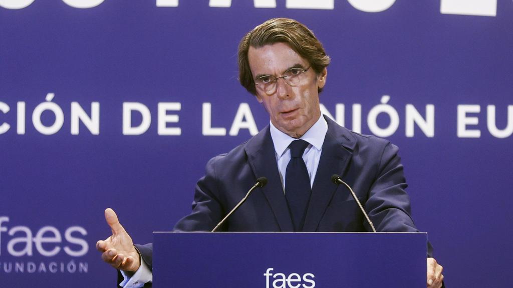 El expresidente del Gobierno y presidente de FAES, José María Aznar, este lunes.