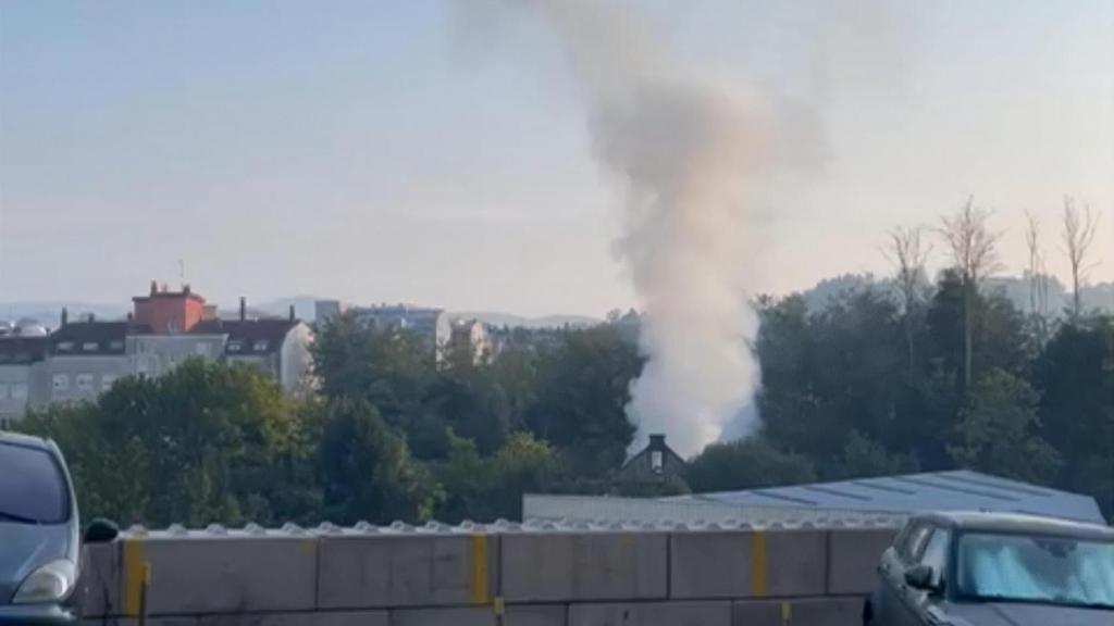 Captura del incendio registrado esta mañana en Pontevedra.