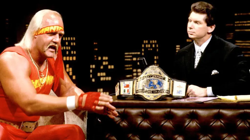 Hulk Hogan y Vince McMahon, en un programa de la WWF