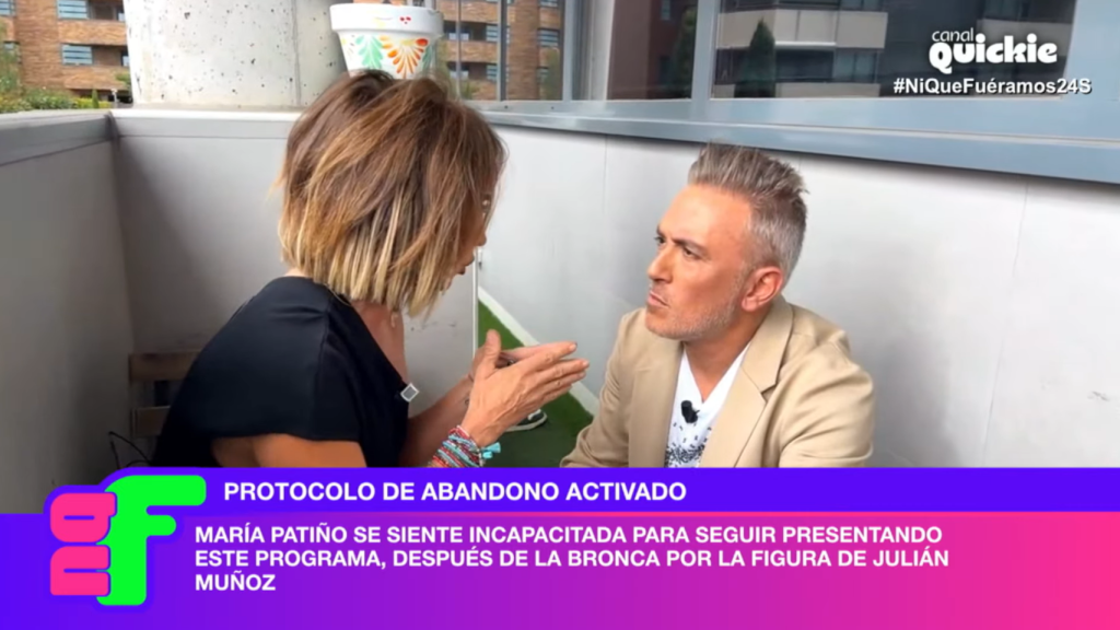 Kiko Hernández conversa con María Patiño, tras abandonar el plató