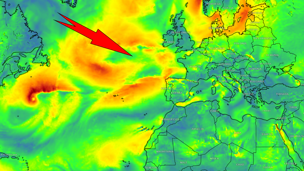 Las rachas de viento impulsadas por la borrasca Aitor. Meteored.