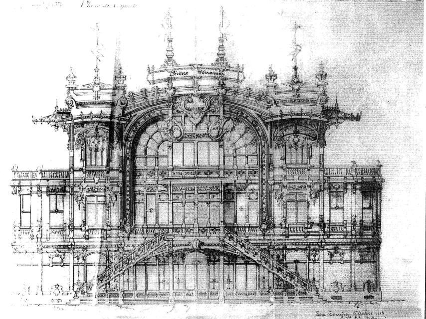 Alzado quiosco Miramar. Recogido en ‘Una Arquitectura Desaparecida: Kioscos de refrescos y tinglados de Feria de los Jardines de Mendez Nuñez de La Coruña’ por Xose Fernandez Fernádez