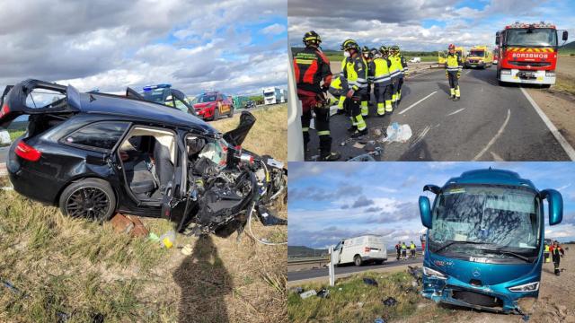 Imagen del accidente en la N-122 a su paso por la provincia de Valladolid