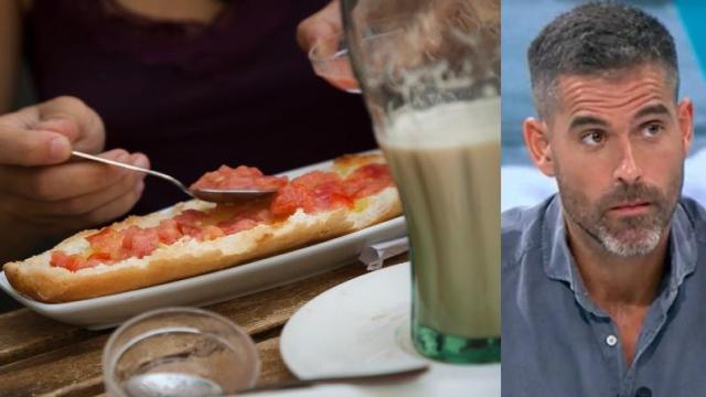 A la izquierda, un desayuno típico en España. A la derecha, el experto Pablo Ojeda