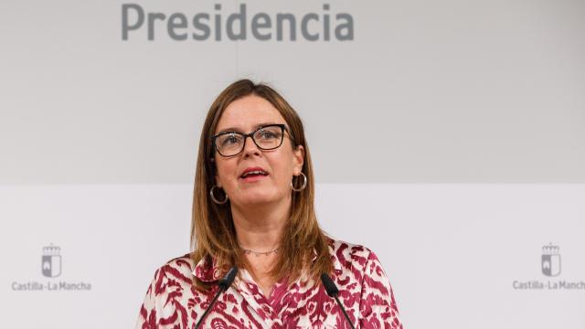 Esther Padilla, consejera portavoz del Gobierno de Castilla-La Mancha, este miércoles en comparecencia de prensa.