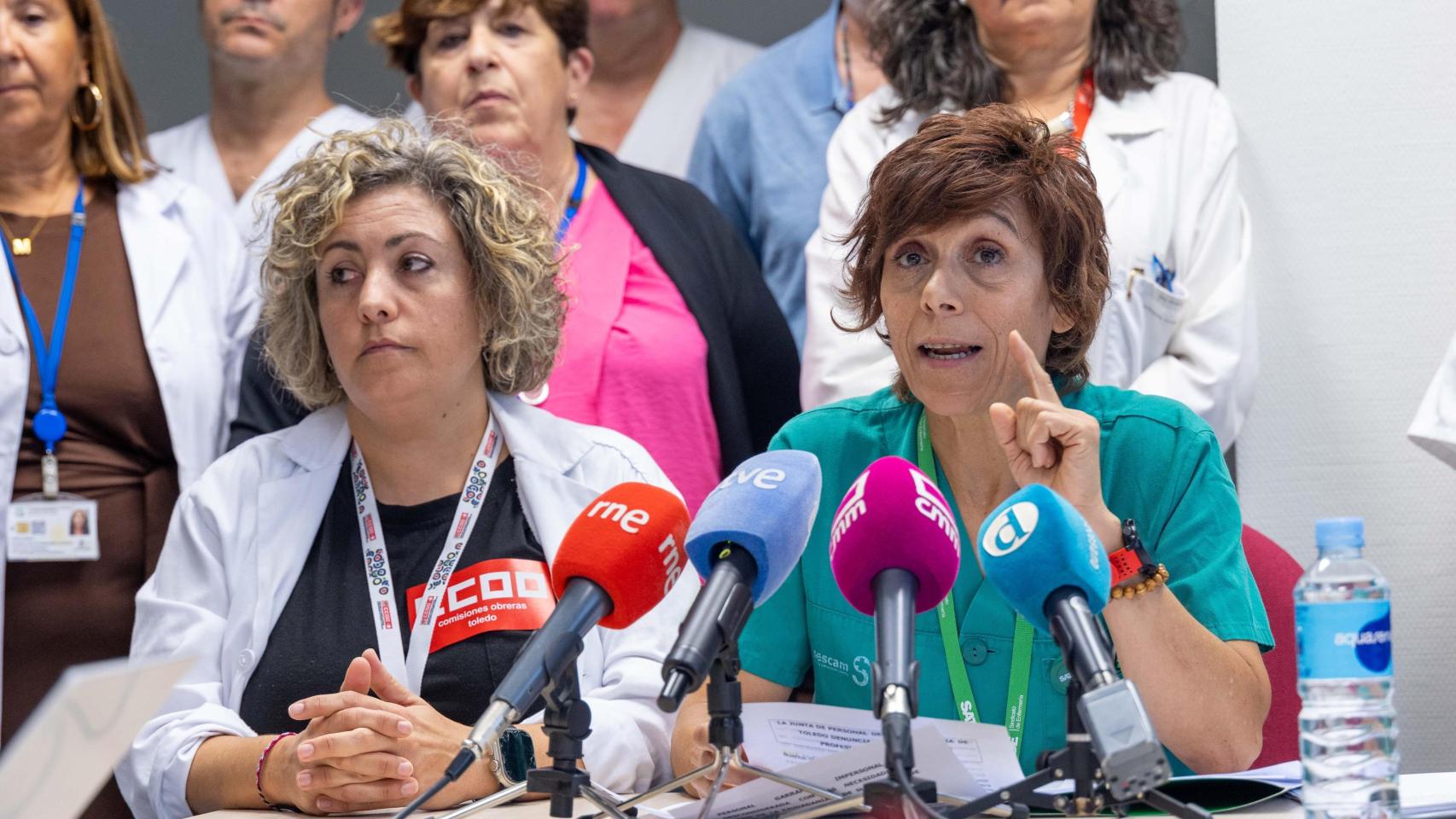 Esmeralda Díaz, presidenta de la Junta de Personal del Área Sanitaria de Toledo, durante la rueda de prensa.