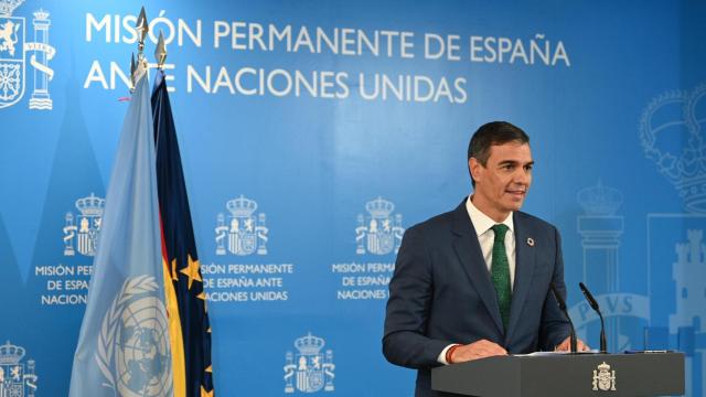 El presidente del Gobierno, Pedro Sánchez, este miércoles en la sede de la ONU en Nueva York.