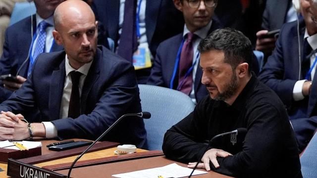 Volodímir Zelenski este martes en el Consejo de Seguridad de la ONU.