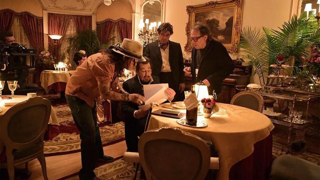 Johnny Depp y Al Pacino en el rodaje de 'Modi'