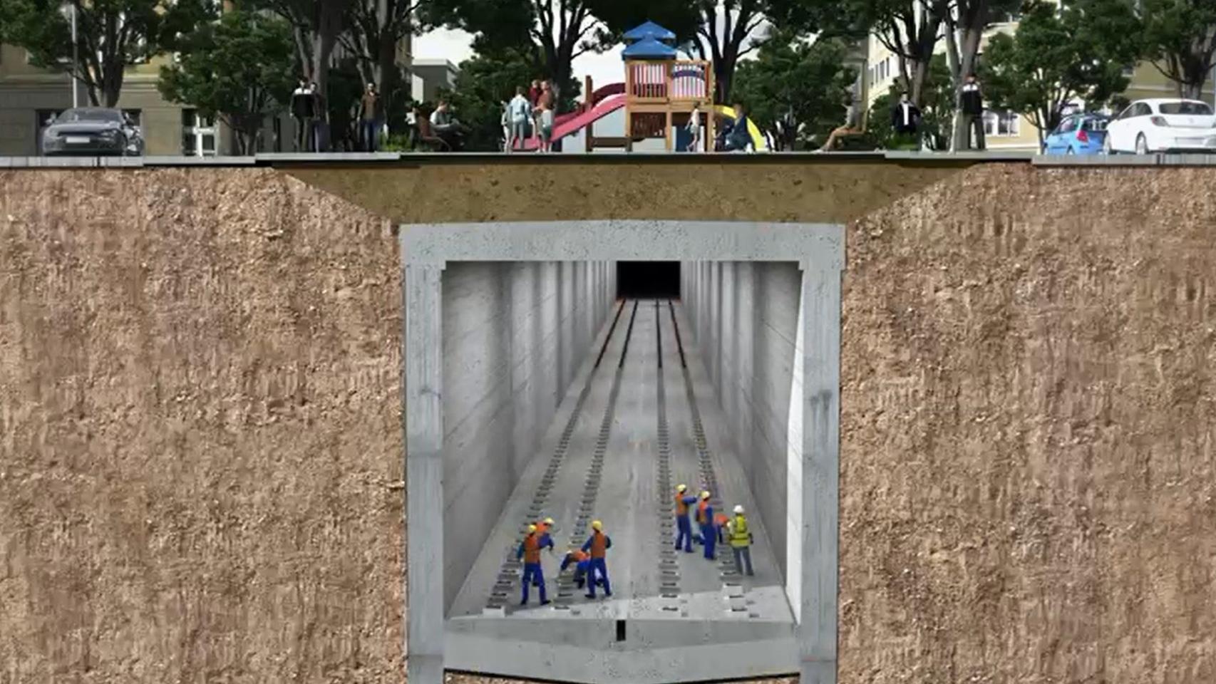 Recreación de las obras del Metro de Sevilla.