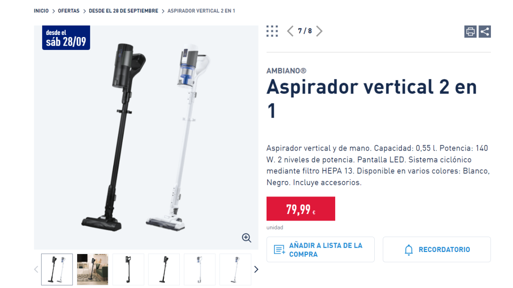 Aspirador vertical.