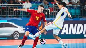 Un instante del partido de la selección española de fútbol sala ante Venezuela en el Mundial.