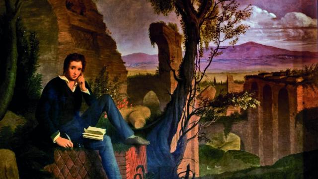 Shelley escribiendo 'Prometeo liberado',  en los baños de caracalla, de Joseph Severn (1845).