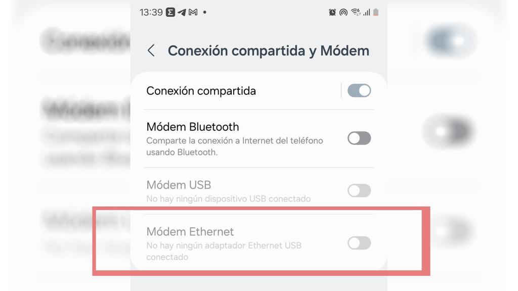 Compartir conexión con Ethernet