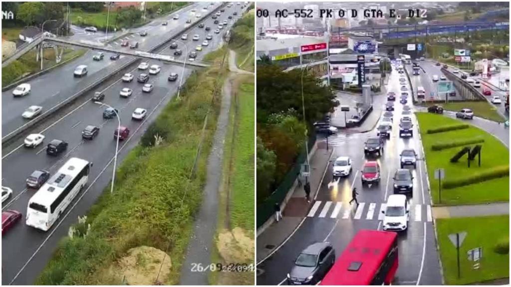 Mañana de tráfico muy intenso en A Coruña por la lluvia de la borrasca Aitor