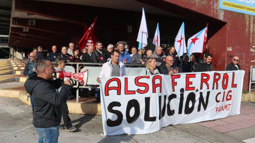 Trabajadores de transporte en carretera en una concentración en A Coruña