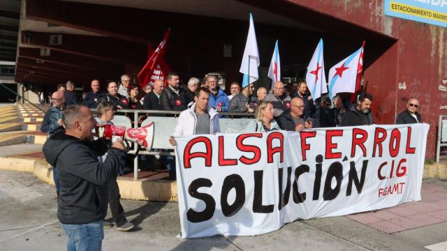 Trabajadores de transporte en carretera en una concentración en A Coruña