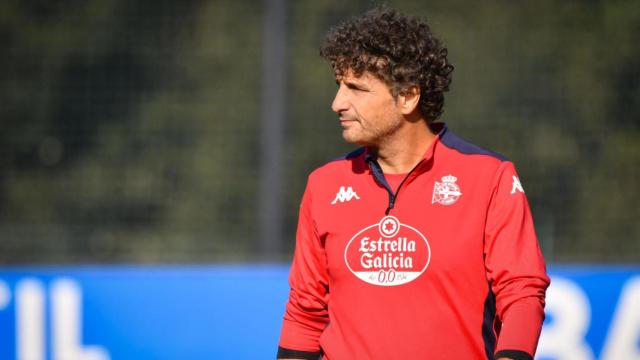 Imanol Idiakez durante un entrenamiento del Dépor.