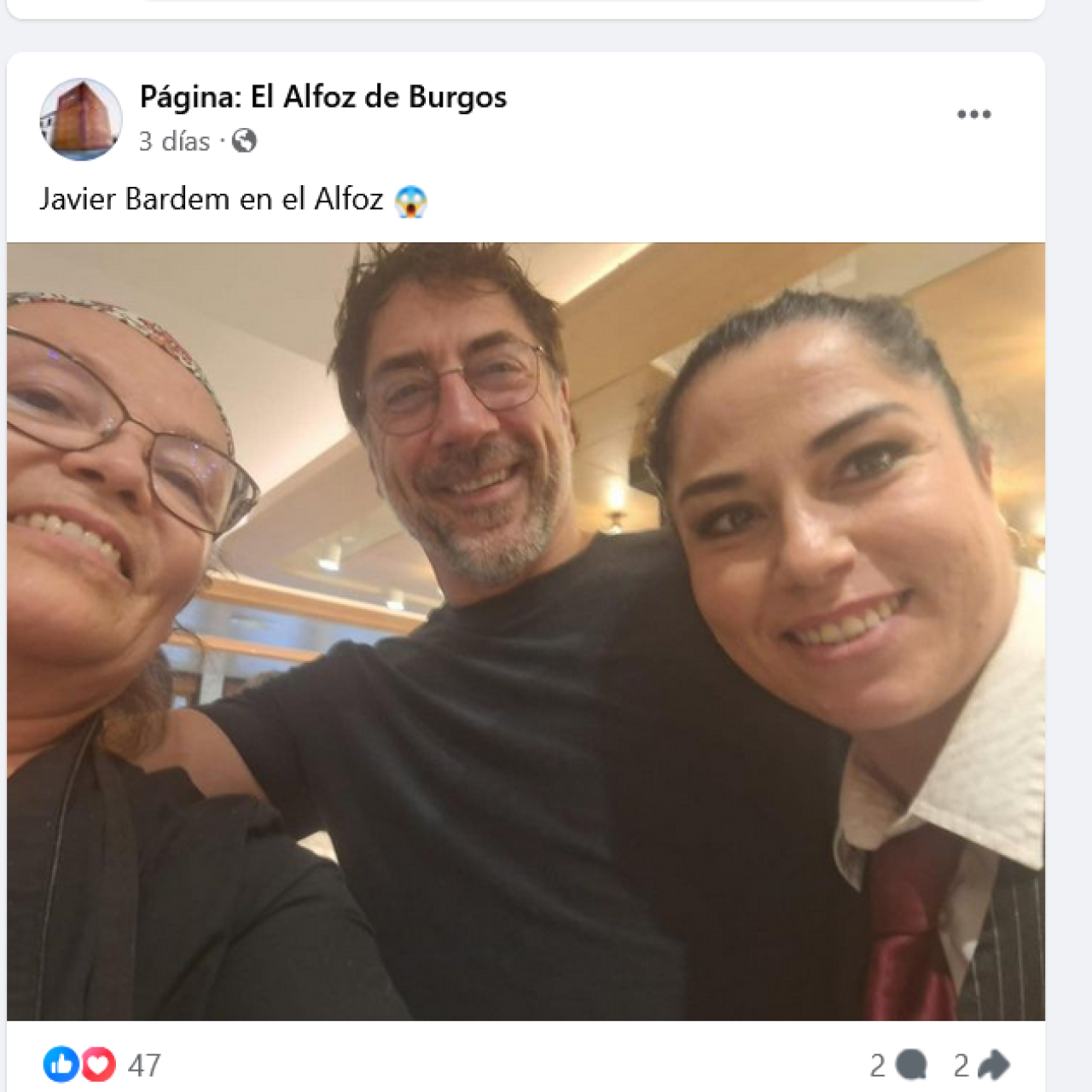 El actor en las redes sociales del restaurante