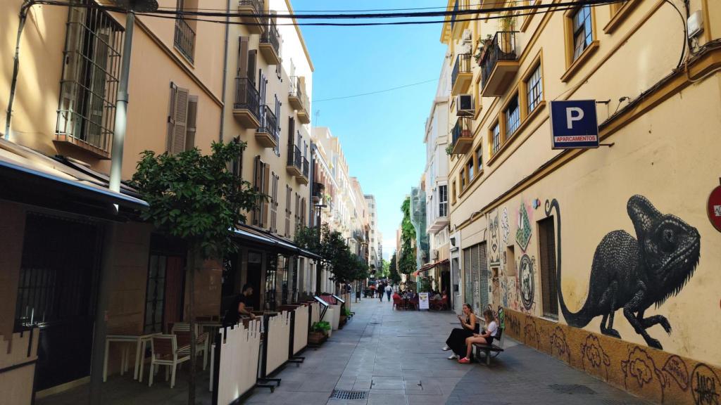 Una de las calles del barrio del Soho de Málaga.