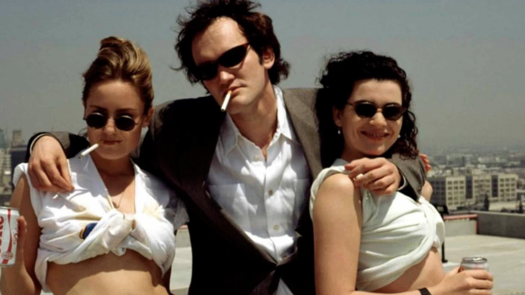 Tarantino junto a Sherry Stringfield y Juliana Margulies en el rodaje