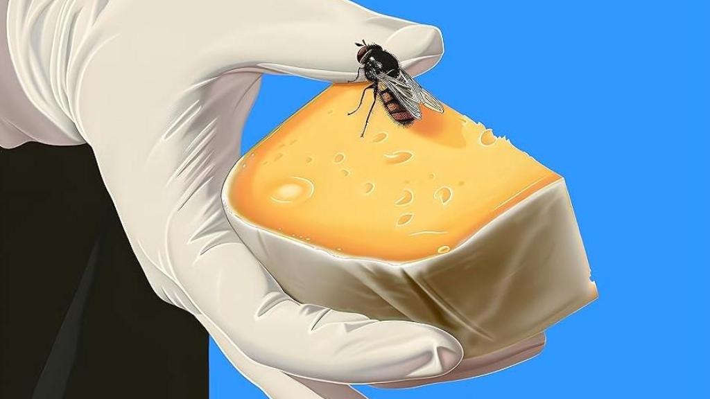 Una mosca posada en un queso, el cartel promocional del documental 'Shelf life'.