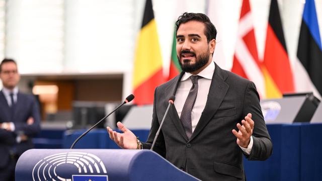 Alvise Pérez, durante una reciente intervención ante el pleno de la Eurocámara en Estrasburgo