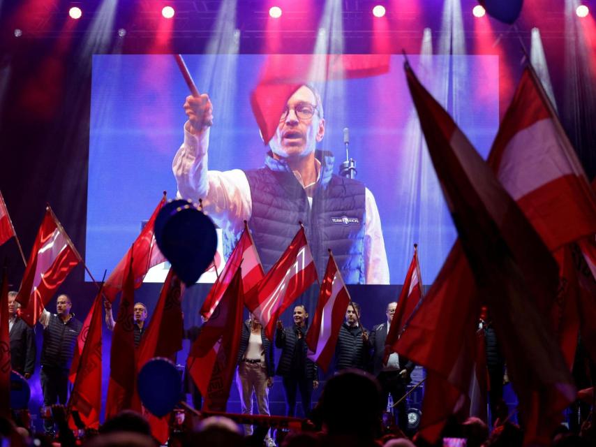 Herbert Kickl, el pasado viernes en Viena, durante el cierre de campaña del FPÖ.