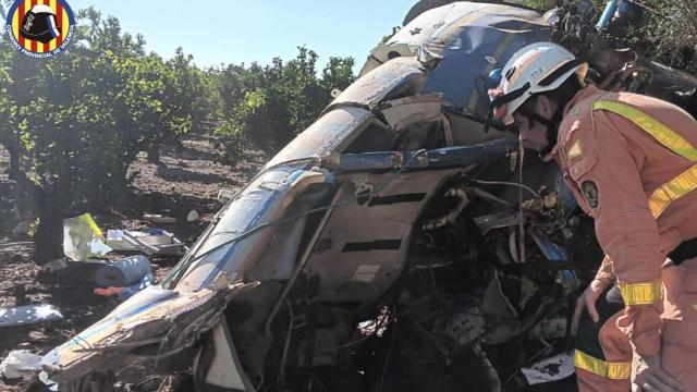 Accidente del helicóptero en el que viajaban tres personas en Puçol.