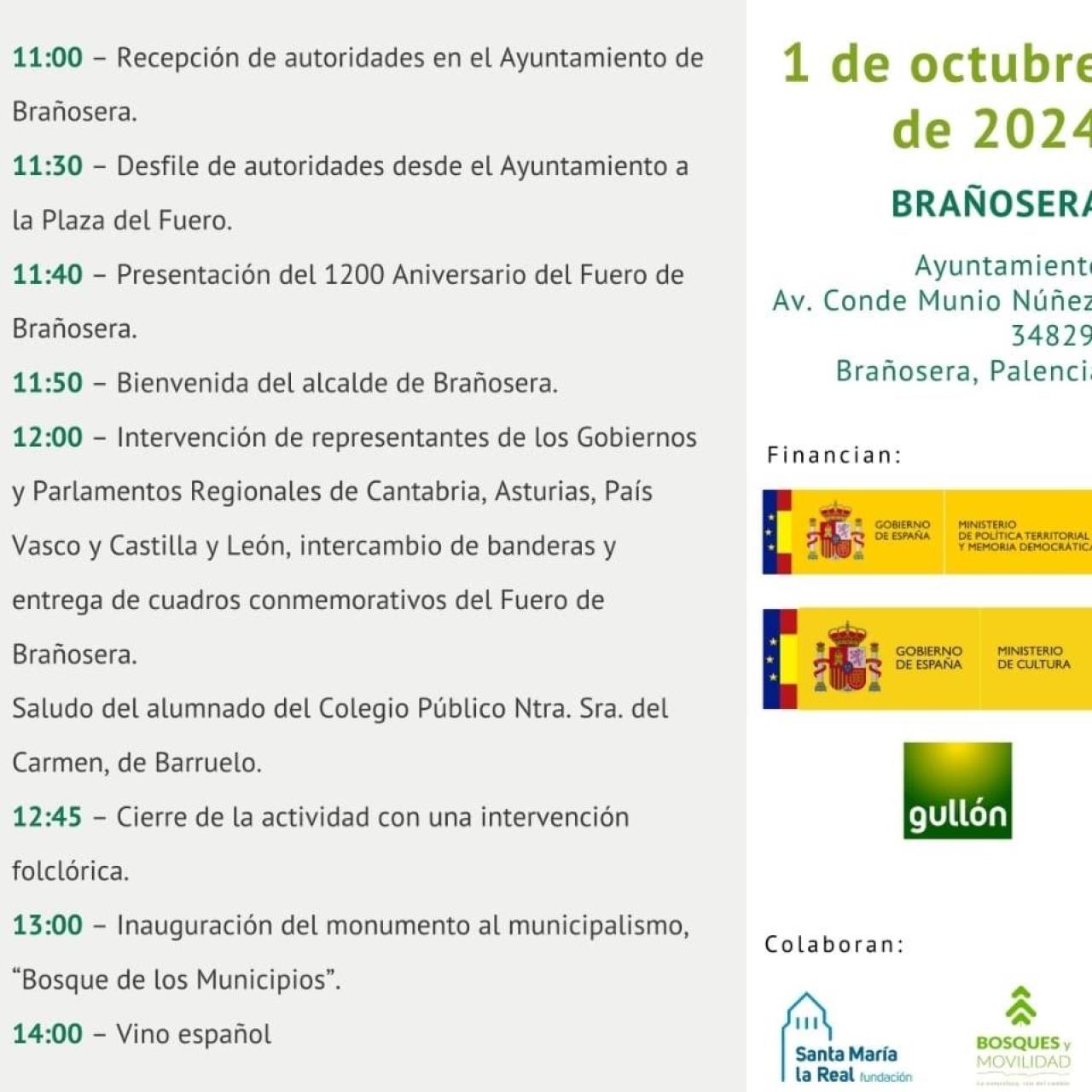 Acto de conmemoración del 1.200 aniversario del Fuero de Brañosera