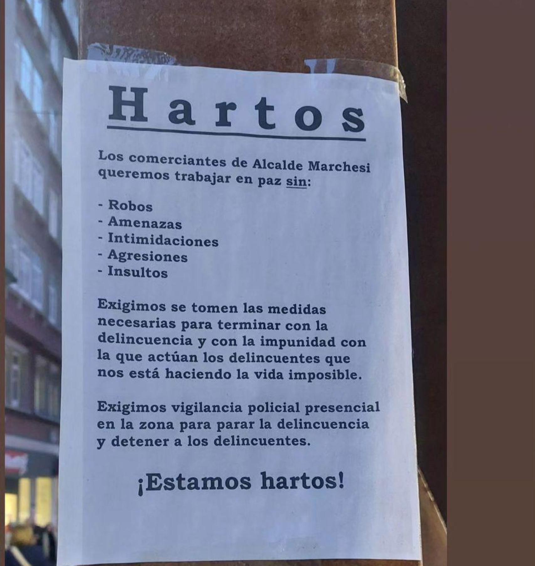 Comunicado de un comerciante harto de los robos en su barrio