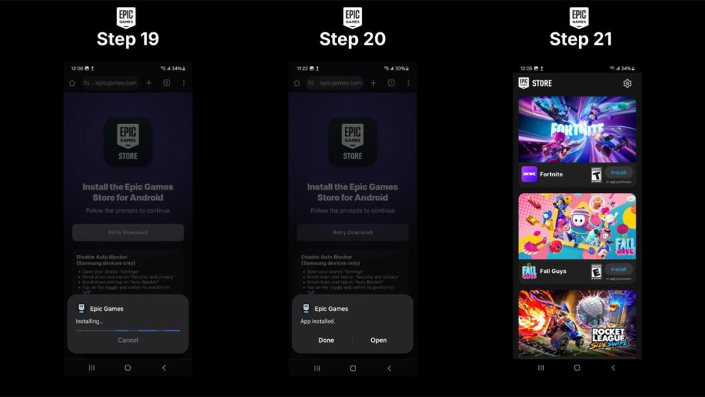 Otra captura de los 21 pasos necesarios para instalar la tienda de Epic Games en Android