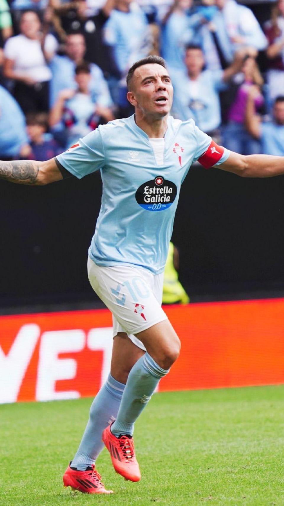 Iago Aspas durante el partido ante el Girona.