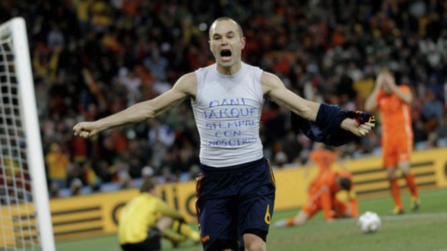 Andrés Iniesta celebra su gol en la final del Mundial de Sudáfrica 2010