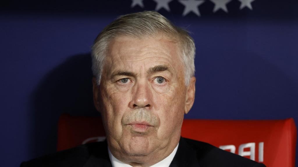 Ancelotti, durante el derbi ante el Atlético de Madrid.