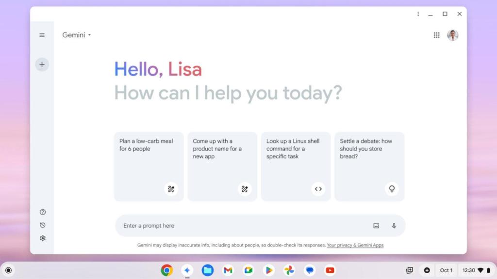 App de Gemini en ChromeOS