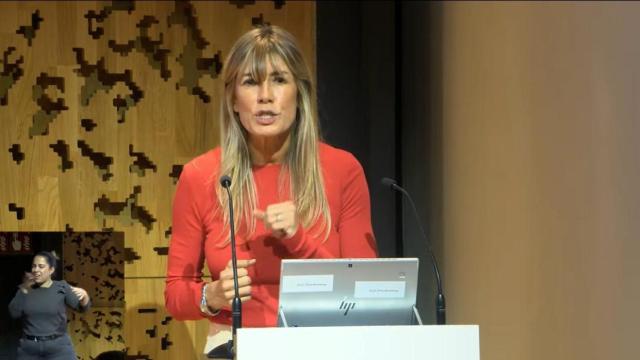 Begoña Gómez durante su discurso en el Caixa Fórum en Madrid.