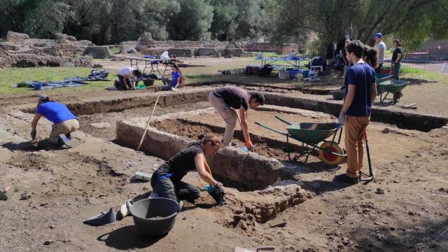 Proceso de excavación del triclinio acuático de Villa Adriana.