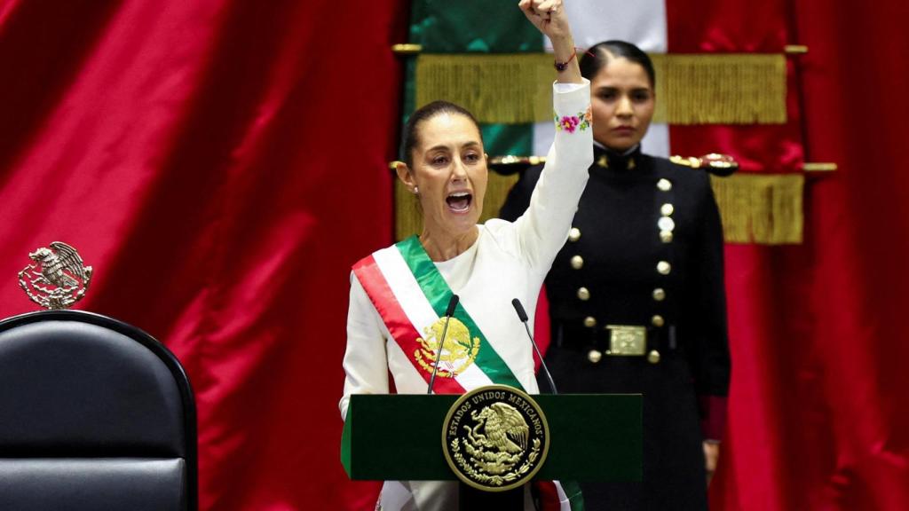 La nueva presidenta de México, Claudia Sheinbaum,  durante su toma de posesión.